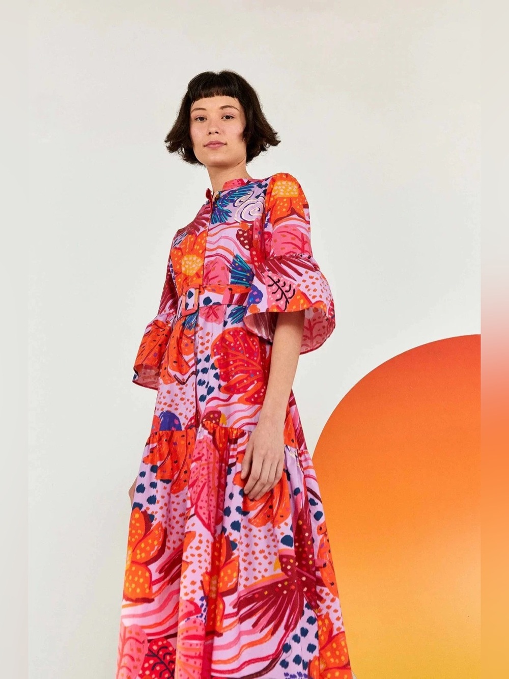 Farm Botanical Print Midi Dress